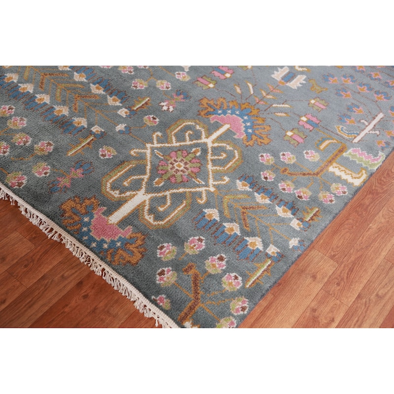 Hand Knotted Oriental 100% Wool Carpet Traditional All-Over Navy Blue & Blues Heriz (serapi) Area Rug - 11' 11'' X 8' 10''