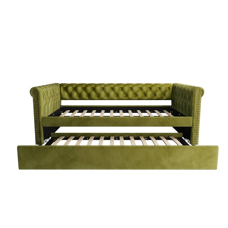Christopher Knight Home - Augusta Velvet Upholstered Tufted Daybed with Trundle Design