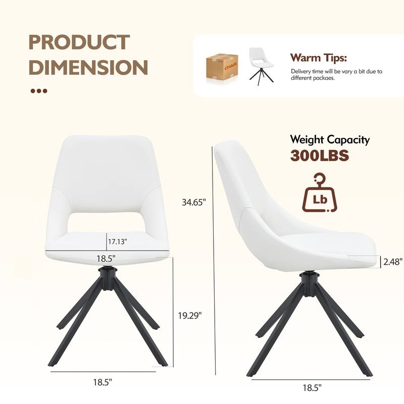 Comfortable Swivel Dining Chairs Set of 2, Metal Kitchen Chairs with GoldMesh Scratch-Resistant Leather and High Back