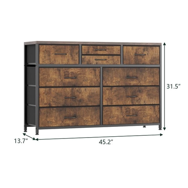 dimension image slide 1 of 5, Modern Dresser TV Stand with 10 Drawers - n/a