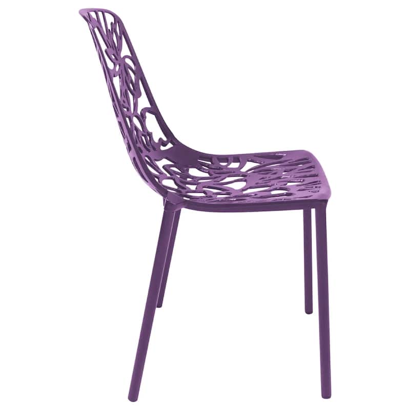 Devon Aluminum Floral Cutout Stackable Dining Chair for Dining Room, Patio, or Garden