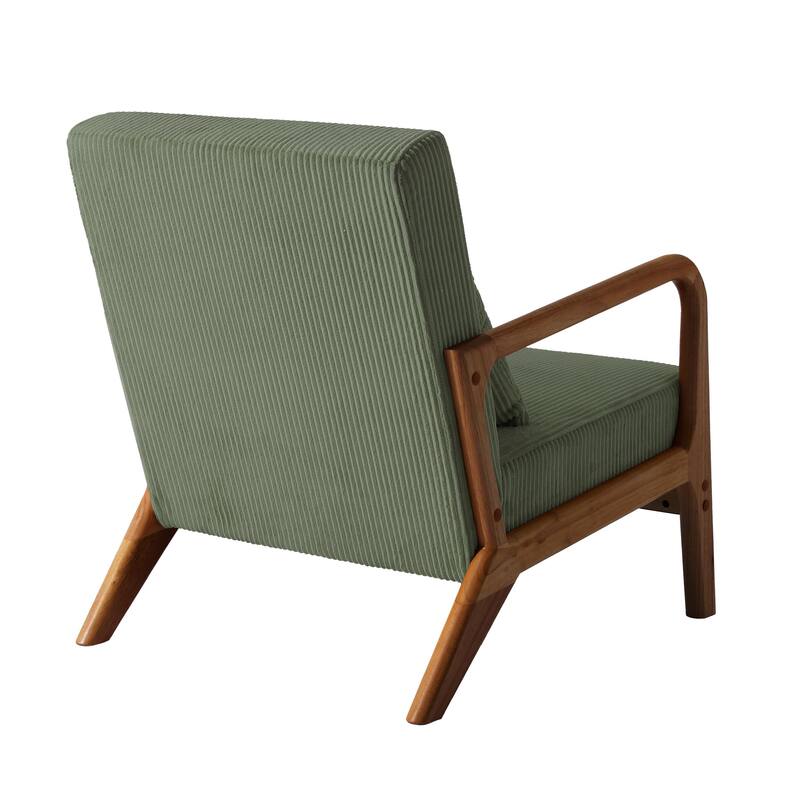 25" W Mid Century Upholstered Wood Accent Chair with Pillow
