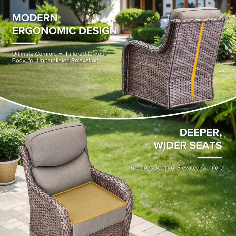 Gymojoy 4-Piece Patio Swivel Glider Chair Set, 6-Inch Ultra-Plush Cushions & Water-Resistant Olefin Fabric