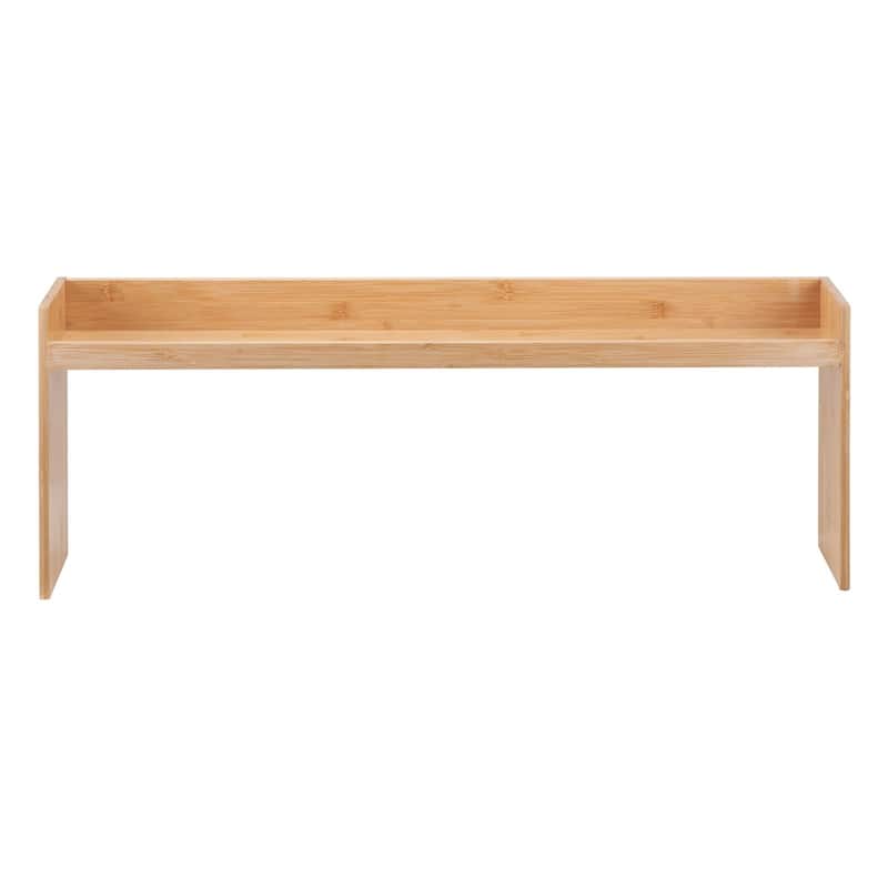 Natural Wicker Over-Stove Spice Shelf with Hooks and Moisture-Resistant Finish - 32.6x5.5x13 inch