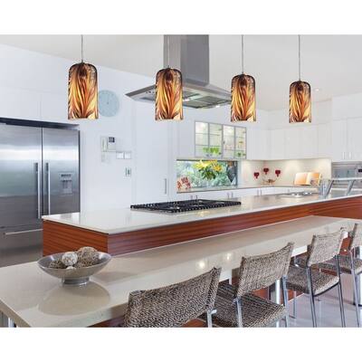 Lake Brambles - Six Light Rectangular Pendant Molten Ocean Satin