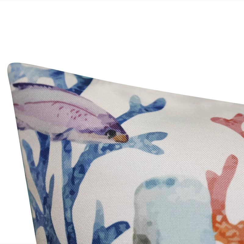 Edie At Home Sealife Beaded & Embroidered Indoor/Outdoor Decorative Throw Pillow