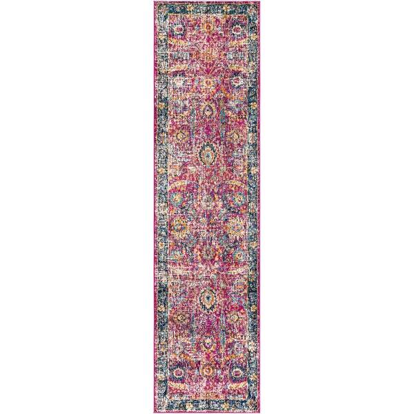 Isabella Distressed Vintage Pink & Blue Hallway Rug - 2'7 ...