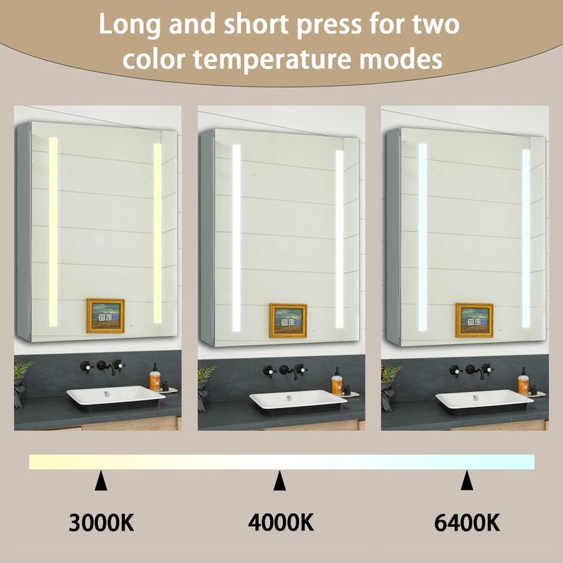 20 in. W x 26 in. H x 5 in. D Rectangular Silver Aluminum Recessed/Surface Mount Medicine Cabinet with Mirror