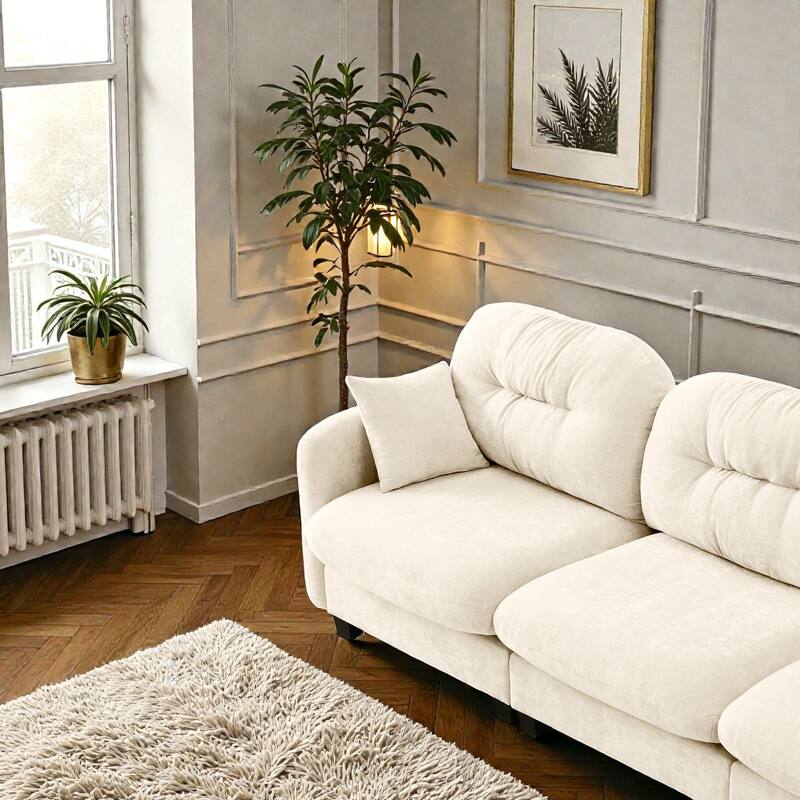 Loveseat Cloud Modular Sectional Sofa in Chenille Fabric, Tufted Backrest, Ergonomic Modern Couch for Living Room