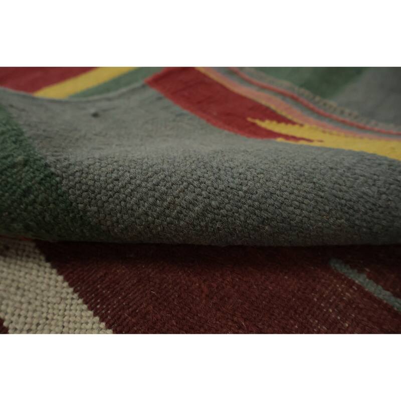 Hand Woven Oriental 100% Wool Carpet Southwestern Tribal Multi-Colored Kilim Area Rug - 11' 10'' X 8' 9''