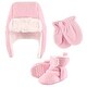 preview thumbnail 2 of 0, Hudson Baby Infant Girl Trapper Hat, Mitten and Bootie Set, Light Pink Light Pink - 12-18 Months