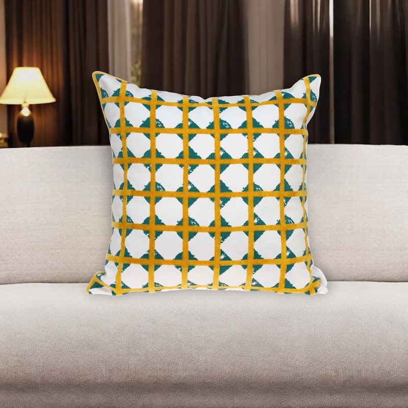 HomeRoots 20" Gold and White Geometric Throw Pillow - Accent - Polyester