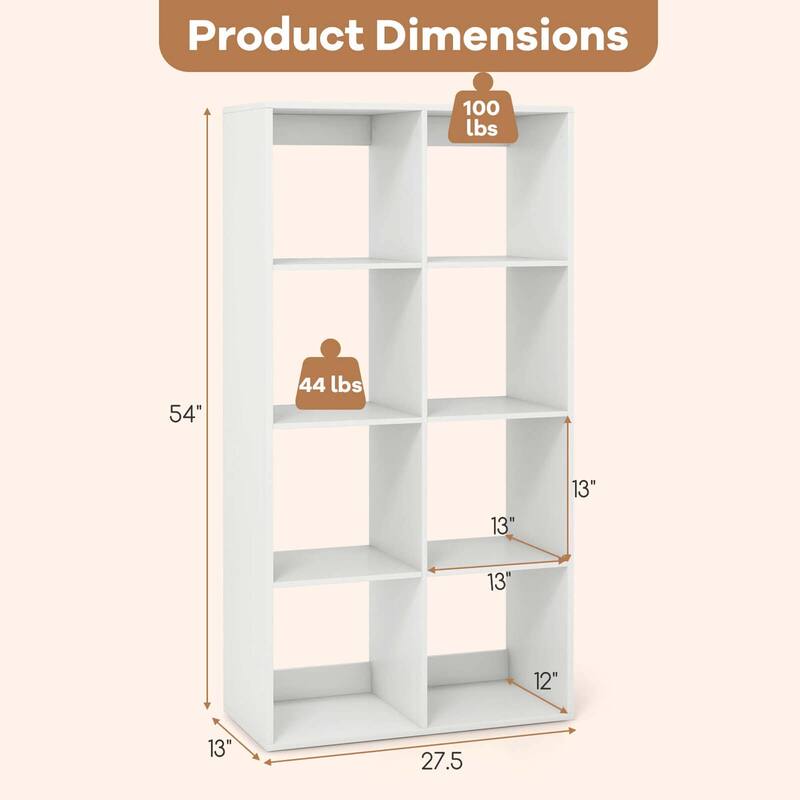Costway 4/6/8/9-Cube Open Bookshelf with Anti-tip Kits Home Modern