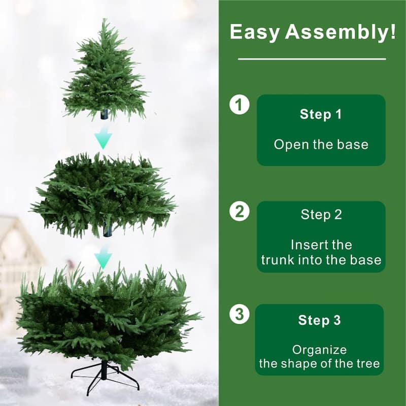 7FT Modern Holiday PE & PVC Mixed Foliage Green Christmas Tree
