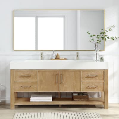 Vera Bath Vanity with Integrated Stone Sink Top and Mirror