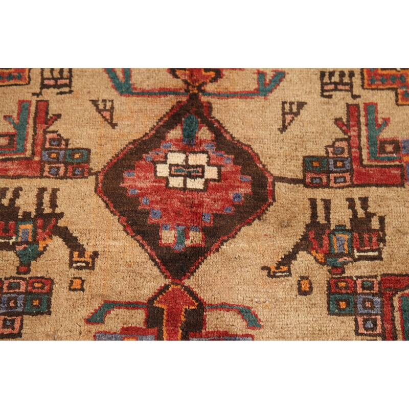 Hand Knotted Oriental 100% Wool Carpet Traditional Tribal Brown Ardebil Runner Rug - 14' 9'' X 4' 0''