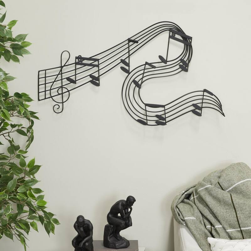Metal Musical Notes Home Wall Decor - Black - Roche River Decor