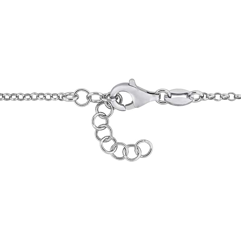 Miadora 5.3mm Heart Center with 1.7mm Rolo Chain Bracelet Sterling Silver