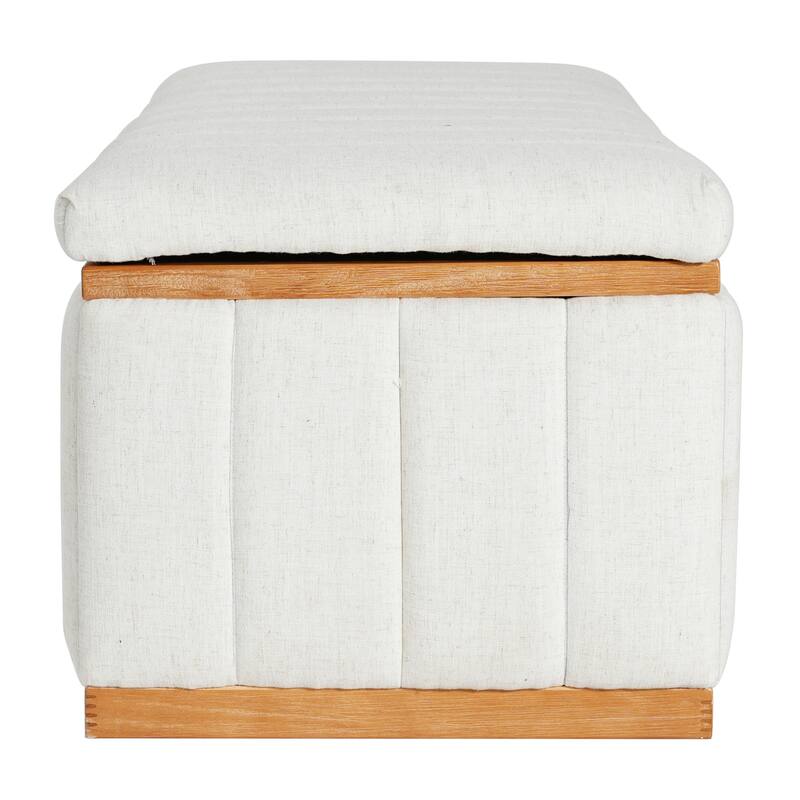 Christopher Knight Home - Beige Performance Fabric Upholstered Storage Bench with Wood Frame
