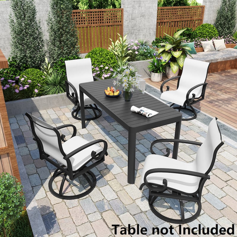 Pellebant Outdoor Aluminum Patio Swivel Dining Chairs Sunbrella - AUGUSTINE OYSTER - Set of 4
