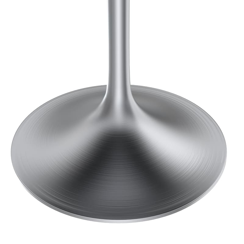LeisureMod Verve 48" Round Dining Table with MDF Wood TableTop and Brushed Chrome Base for Kitchen & Dining Room