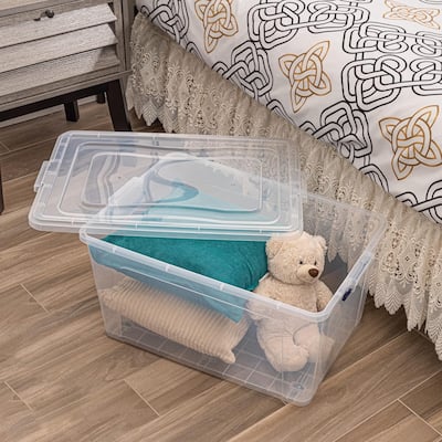 Superio Clear Deep Wheeled Storage Container with Lid - Capacity: 44 qt