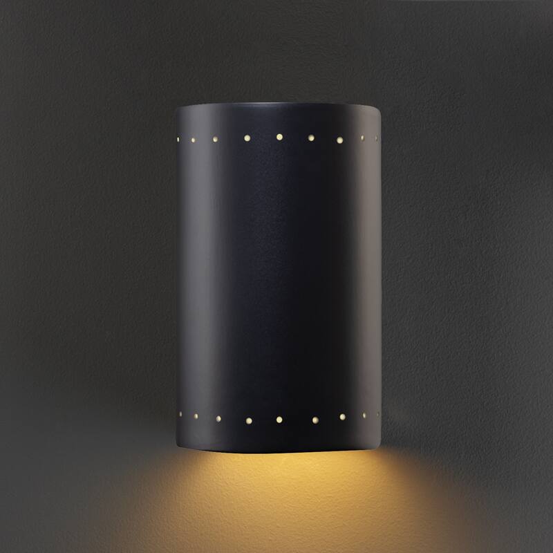 Justice Design Group Ambiance Small ADA Cylinder w/ Perfs Closed Top Wall Sconce