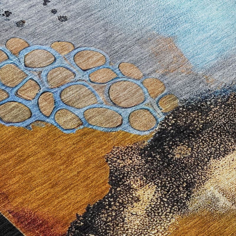 Machine Washable Indoor/Outdoor Modern Abstract Chantille Rug