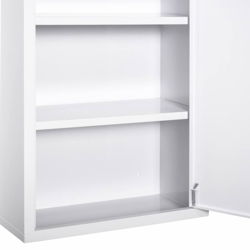 Steel Wall Mount Medicine Cabinet 3 Tier Emergency Box for Bathroom Kitchen, Lockable with 2 Keys, White