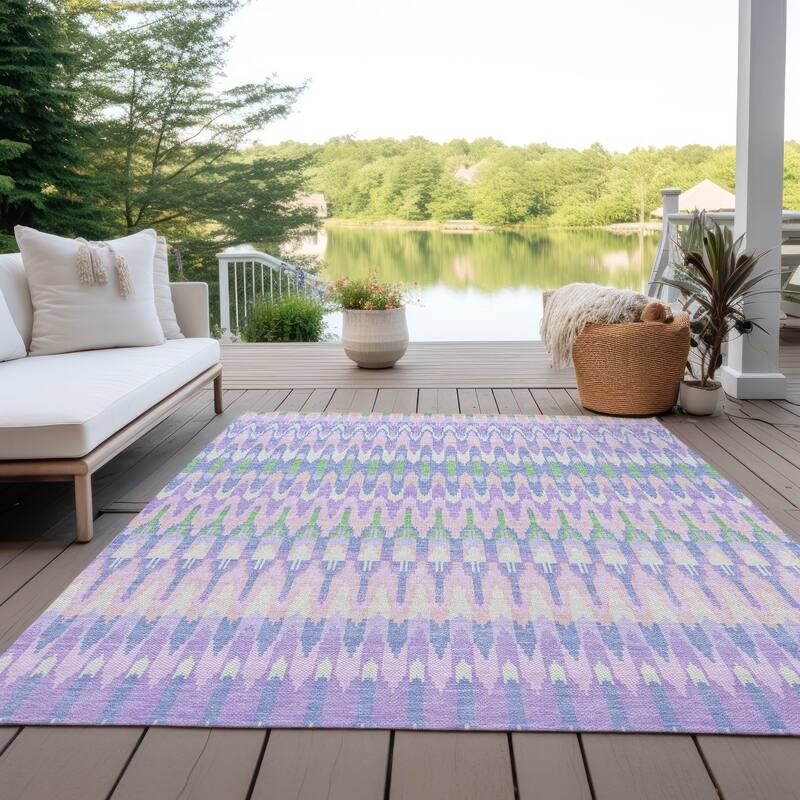 Machine Washable Indoor/ Outdoor Chantille Moroccan Boho Rug - Lavender - 3' x 5'