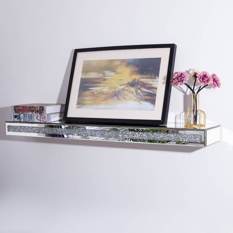 Mirrored Floating Shelf with Crushed Diamond