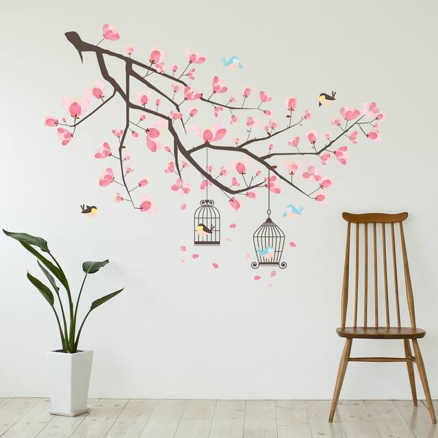 Walplus Pink Blossom Flower Tree Wall Sticker Wall Art Nursery Decor