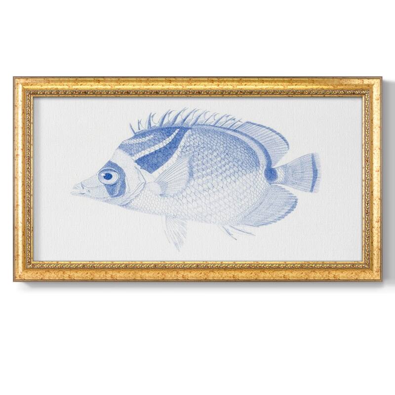 Blue & White Tropical Fish IV Premium Framed Canvas- Ready to Hang