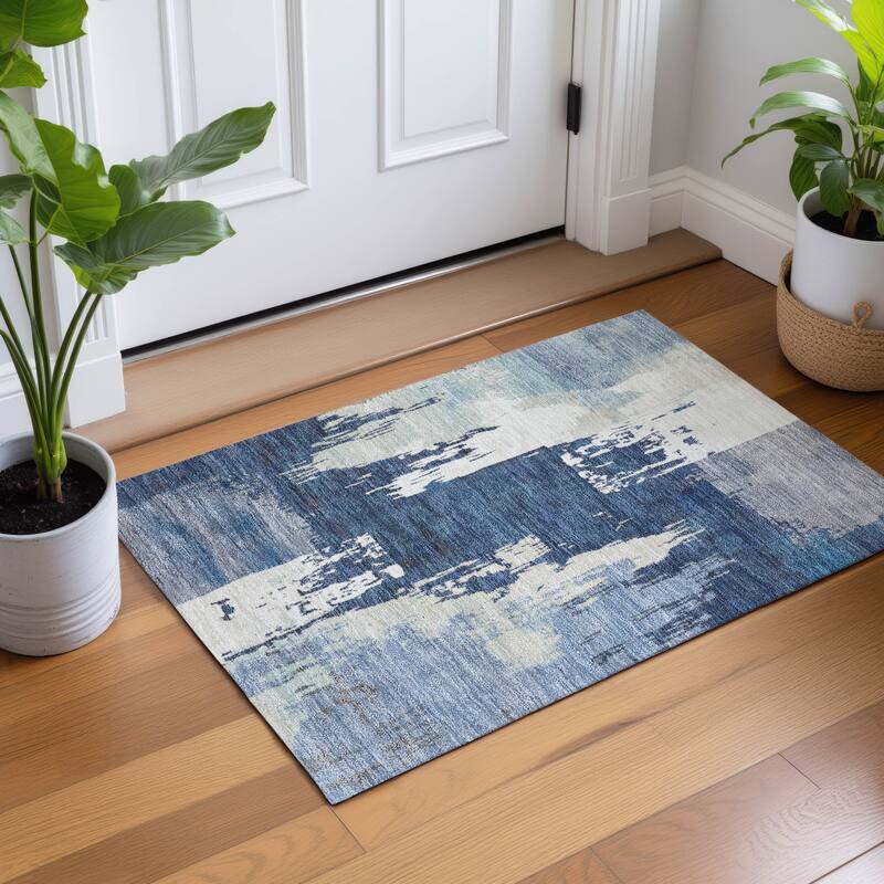 Machine Washable Indoor/ Outdoor Contemporary Fusion Chantille Rug
