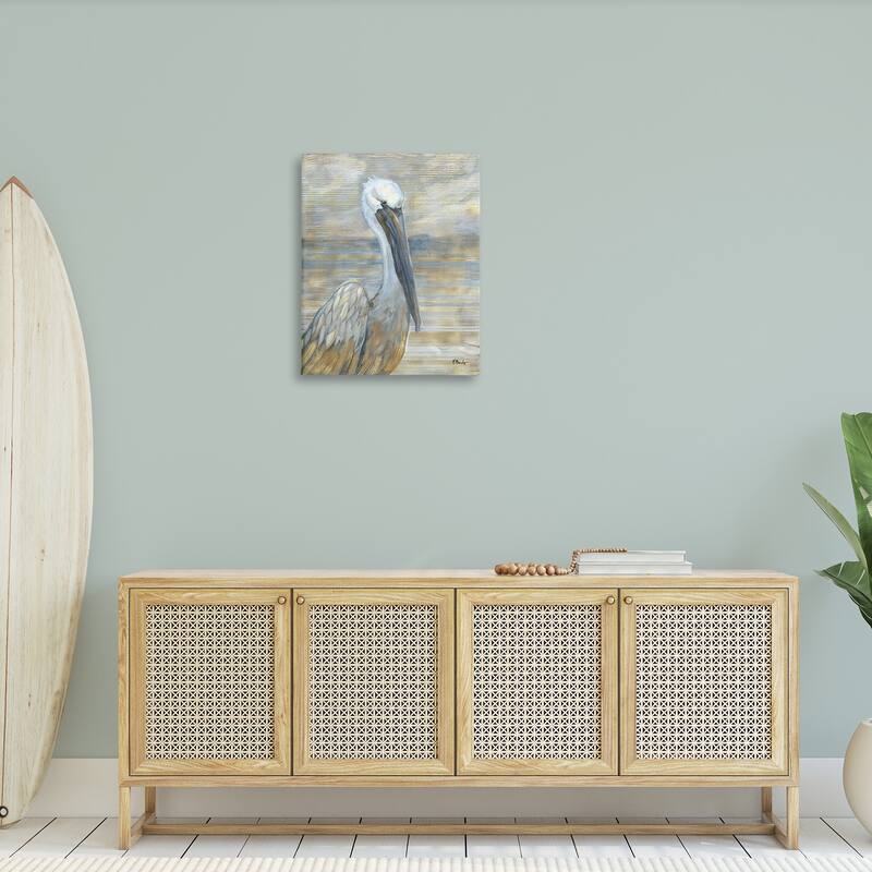 Stupell Coastal Pelican Bird Abstract Portrait Stretched Canvas Wall Art, Design by Paul Brent