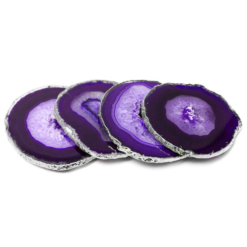 Modern Home Set of 4 Natural Agate Stone Coasters