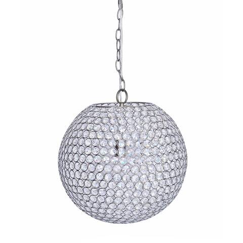 Crystal Globe 14.75" Metal Pendant Lamp