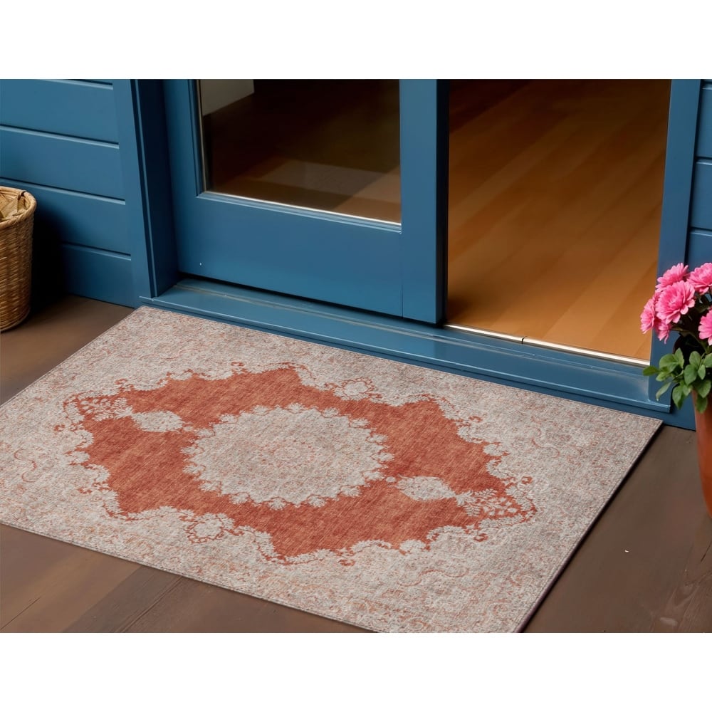 HomeRoots Oriental Traditional Rectangle Outdoor Rug