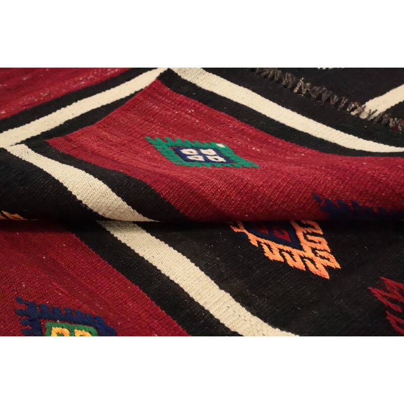 Hand Woven Oriental 100% Wool Carpet Southwestern Tribal Red Kilim Area Rug - 9' 2'' X 5' 9''