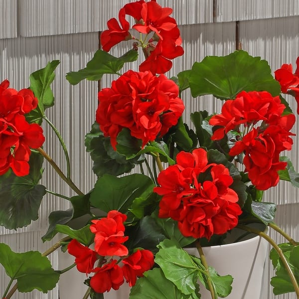36" UV Natural Touch Summer Hanging Geranium Plant - Red