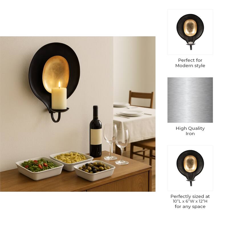 Metal Round Votive Wall Mounted Candle Holder - Black