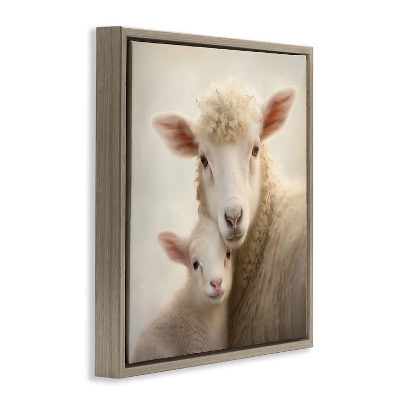 Stupell Lamb & Sheep Cuddles Framed Floater Canvas Wall Art Design By Heidi Kuntz
