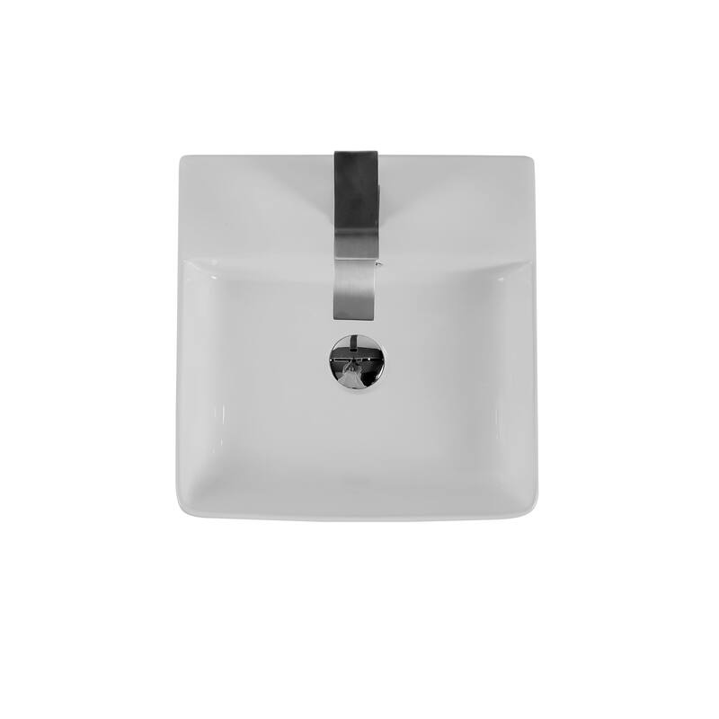 16.5" Square Countertop Ceramic Bathroom Sink with Overflow