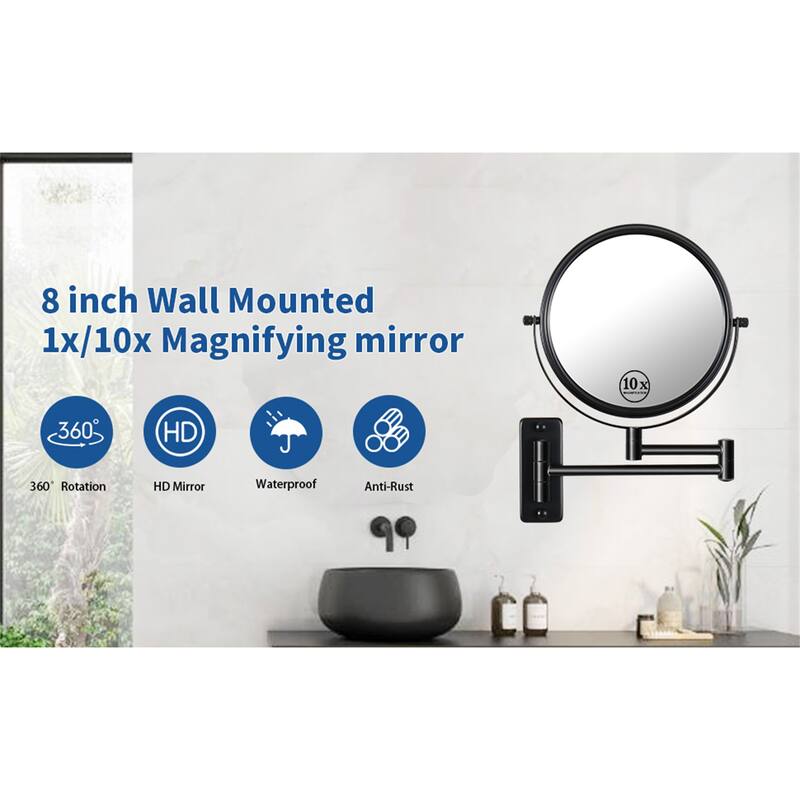 Makeup Mirror 10x Magnification Double-Sided Swivel Mirror Wall Mount