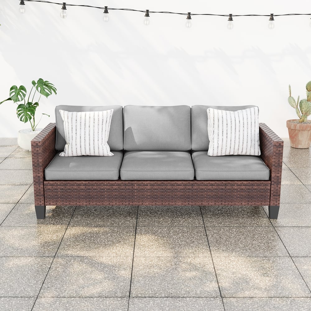 BONOSUKI Patio Outdoor Couch,3-Seater Furniture with Removable Cushion