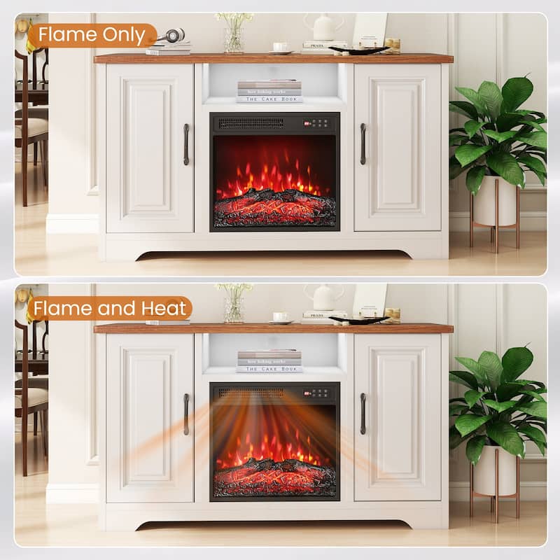 Gymax 18'' Electric Fireplace Insert 750W/1500W Fireplace Heater w/