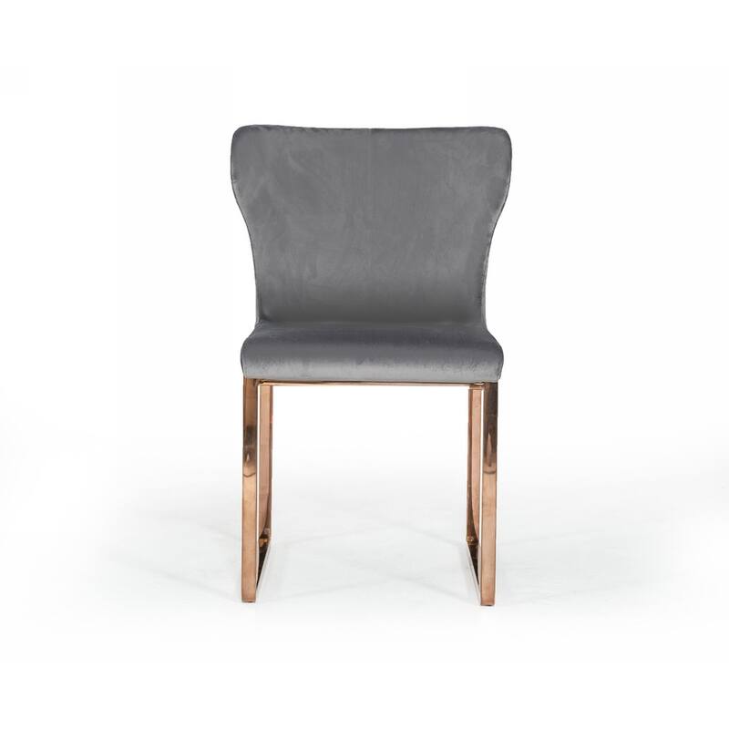 Modrest Chadwick Modern Grey Velvet & Rosegold Dining Chair