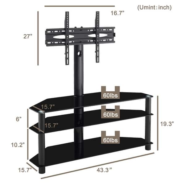Swivel Floor Tv Stand With Mount Height Adjustable Universal 3 Tier Tv Standfor 32 65 Inch Lcd Led Flat Or Curved Screen Tv Overstock 31491303