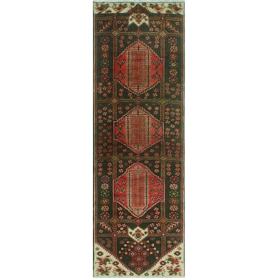 Fine Vintage Distressed Joycelyn Charcoal/Rust Runner - 2'9" x 8'6"