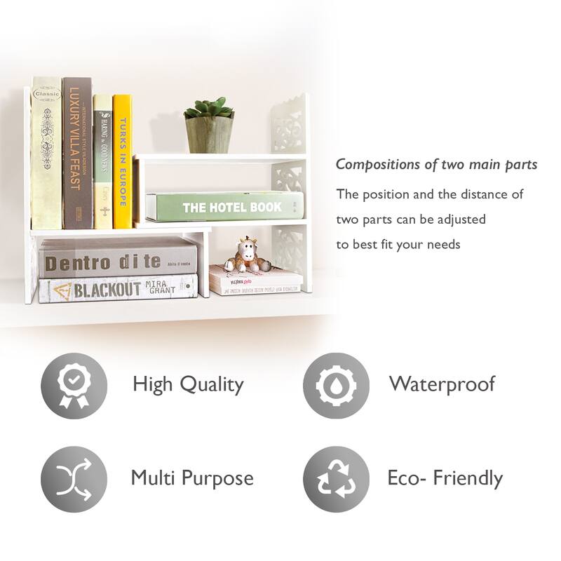 Retro 3-Compartment White Wood Desk Organizer